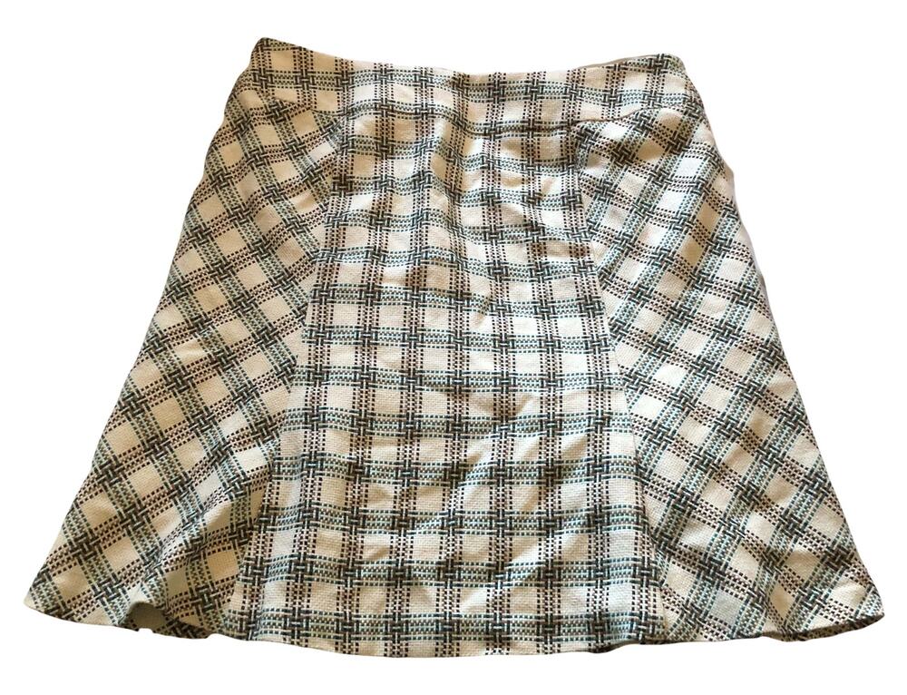 Ann Taylor Loft Basket Weave Plaid A-Line Skirt, Sz 10